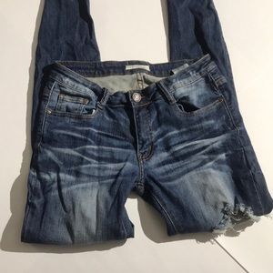 Machine Jeans Made in Italy sz 9/10 medium wash skinny heavily distressed